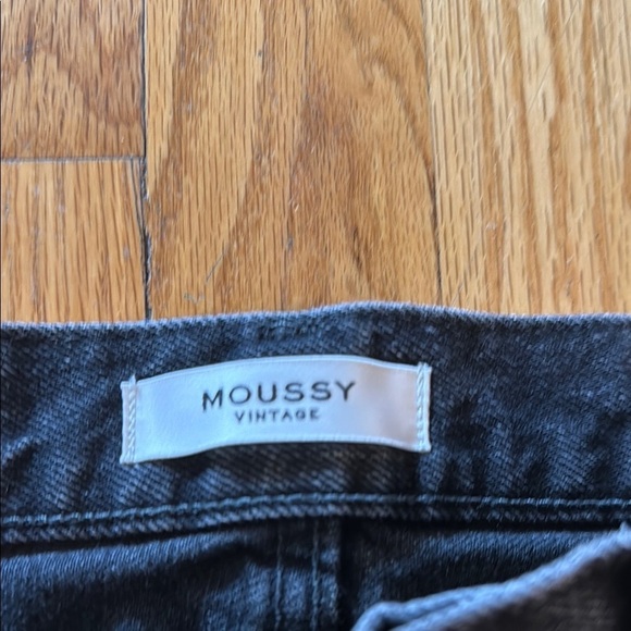 Moussy sz 27 black Distressed Denim Jeans raw edge button fly 9” rise 27” inseam - Picture 2 of 11